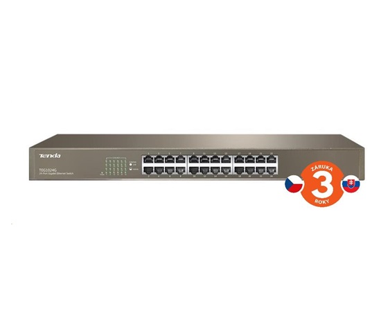 Tenda TEG1024G 24-portový gigabitový ethernetový prepínač, 10/100/1000 Mb/s, montáž do stojana