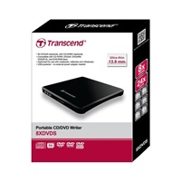 Externá DVD napaľovačka TRANSCEND slim, USB 2.0, čierna (+CyberLink Media Suite 10)