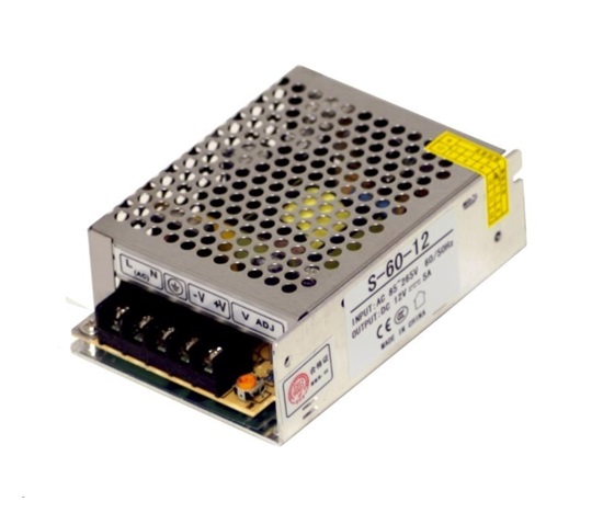 Priemyselný impulzný zdroj Mikrotik 12V, 5A, 60W