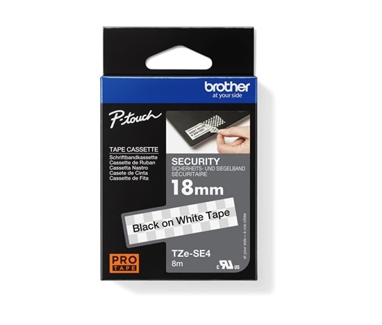 BROTHER TZESE4 - 18 mm široká kazeta TZ, laminovaná TZE-SE4, biela tesniaca páska