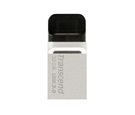 TRANSCEND Flash disk 32GB JetFlash®880S, USB 3.0/micro USB (R:90/W:20 MB/s) strieborná