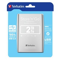VERBATIM HDD 2.5" 2TB Store ‘n‘ Go USB 3.0, Strieborná