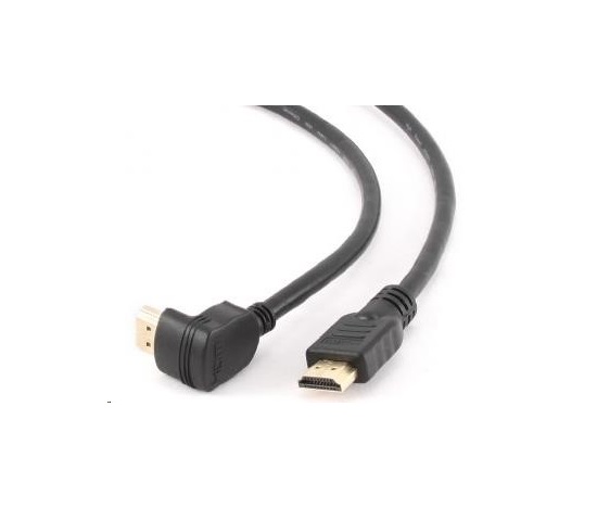 GEMBIRD HDMI kábel na HDMI 1.8 m, 90° konektor (v1.4, M/M, pozlátené kontakty, šikmé, tienené)