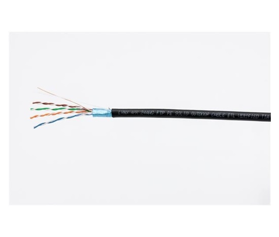 Kábel FTP LYNX Cat5E, drôt, vonkajší PE, čierny, 305 m
