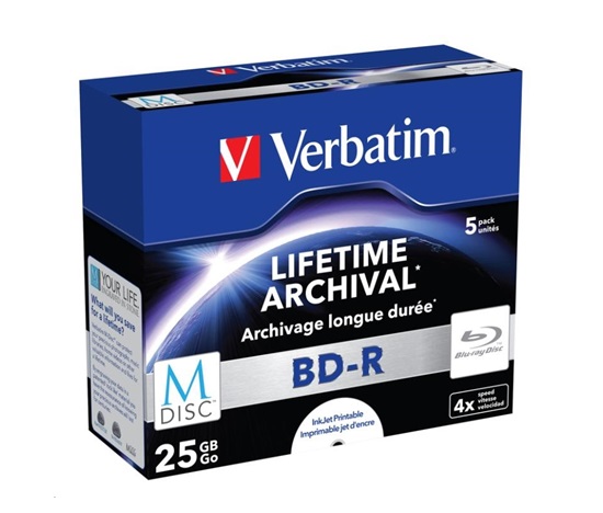 VERBATIM MDisc BD-R(5-pack)Jewel/4x/25GB