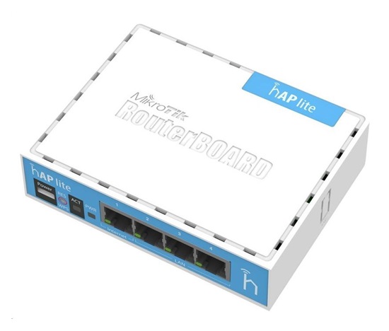 MikroTik hAP Lite (classic), 650MHz CPU, 32MB RAM, 4x LAN, integ. 2.4GHz Wi-Fi, WPS, vrátane. L4