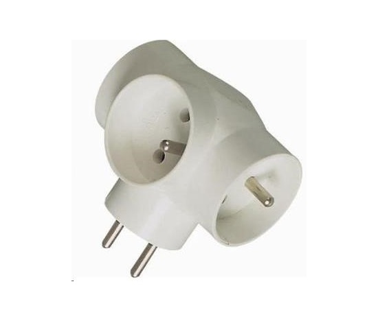 PREMIUMCORD Rozvádzač 230V 10A, 3x okrúhla zásuvka, biely
