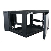 XtendLan 19" dvoudílný nástěnný rozvaděč 6U 600x550, nosnost 60 kg, skleněné dveře, svařovaný,černý