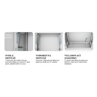 Hybridný nástenný stojan TRITON SHA, 4U vertikálne, 2U horizontálne, nosnosť 30 kg