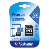 Karta VERBATIM MicroSDHC 32GB Premium, U1 + SD adaptér