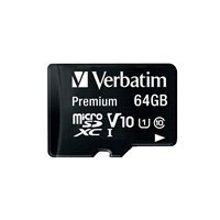 Karta VERBATIM MicroSDXC 64GB Premium, U1 + adaptér