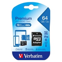 VERBATIM MicroSDXC karta 64GB Premium, U1 + adaptér