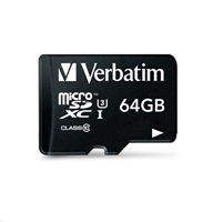 Karta VERBATIM MicroSDXC 64GB Pro, U3 + adaptér