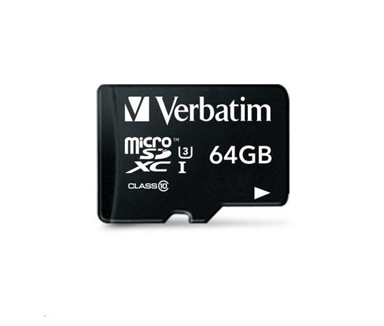 Karta VERBATIM MicroSDXC 64GB Pro, U3 + adaptér