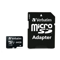 Karta VERBATIM MicroSDXC 64GB Pro, U3 + adaptér