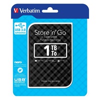 VERBATIM HDD 2.5" 1TB prenosný pevný disk Store ‘n‘ Go USB 3.0, Čierna GEN II