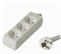 PREMIUMCORD Predlžovací kábel 230V 3m, 3 zásuvky, biely