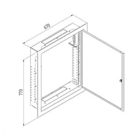 Hybridná skrinka TRITON SGA na zapustenie, 4U vertikálne, 2U horizontálne, nosnosť 30 kg