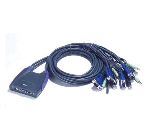 ATEN KVM prepínač 4-portový VGA KVMP USB2.0, mini, audio, 1,8 m káble