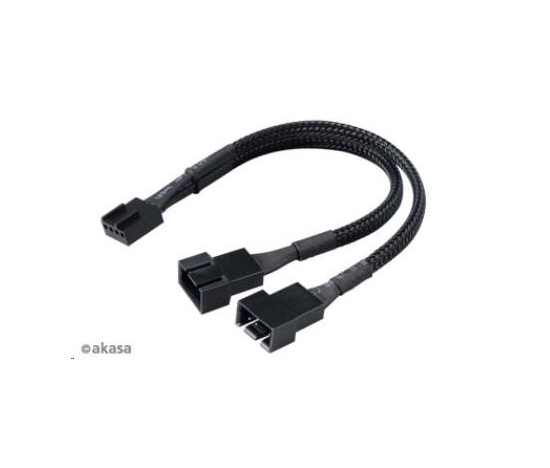 Rozdeľovací kábel ventilátora AKASA, 1x 4-pinový ventilátor na 2x 4-pinový, 15 cm