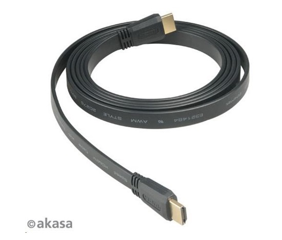AKASA Proslim HDMI kábel, podpora Ethernetu, rozlíšenie 2K a 4K, pozlátené konektory, 2 m