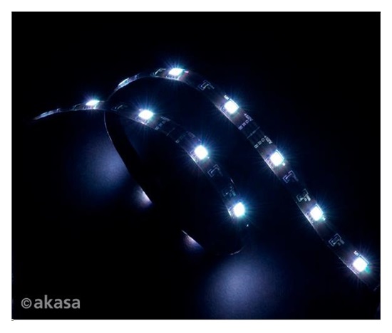 AKASA LED pásik Vegas, napájanie Molex 12V, 60 cm, 15xLED, biely
