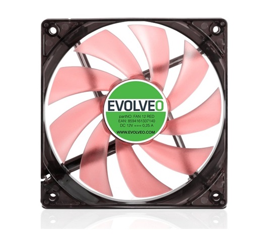 EVOLVEO 12L1RD ventilátor 120mm, 4 LED červené, 3pin