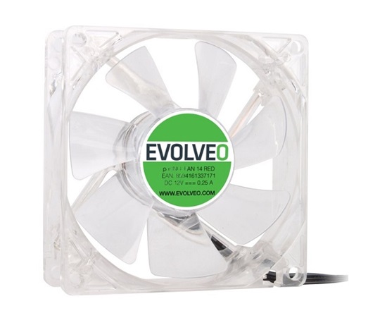 EVOLVEO 14L1RD ventilátor 140mm, 4 LED červené, 3pin