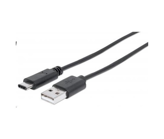 MANHATTAN USB kábel 2.0 C, C samec / A samec, 1 m, čierna