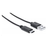 MANHATTAN USB kábel 2.0 C, C samec / A samec, 1 m, čierna