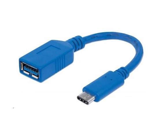 MANHATTAN USB kábel 2.0 A - USB 3.1 C (F/M), modrá