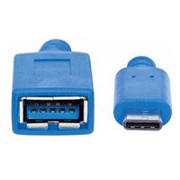 MANHATTAN USB kábel 2.0 A - USB 3.1 C (F/M), modrá