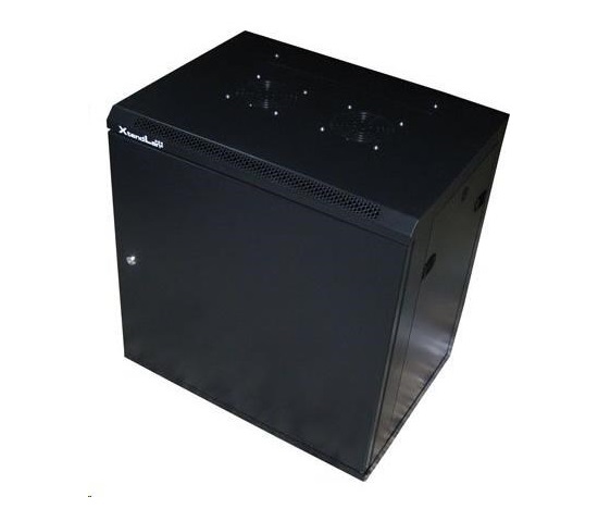 XtendLan 19" nástěnný rozvaděč 15U 600x450, nosnost 60kg, plné dveře, svařený, proti vykradení,černý