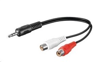 PREMIUMCORD Audio kábel 3,5 mm Jack - 2x Cinch 20 cm (M/F, stereo)