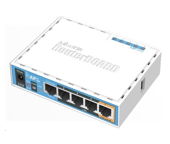 MikroTik hAP ac lite, 650MHz CPU, 64MB RAM, 5x LAN, 2.4 + 5GHz Wi-Fi 802.11b/g/n/ac, vrátane. L4