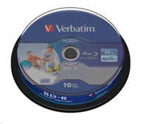 VERBATIM BD-R SL Datalife (10-pack)Blu-Ray/Spindle/6x/25GB Wide Printable