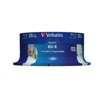 VERBATIM BD-R SL Datalife (25-pack)Blu-Ray/Spindle/6x/25GB Wide Printable