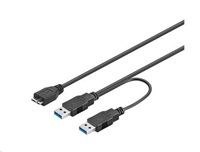 Kábel USB PREMIUMCORD 3.0 2xA - micro (M/F) 30cm DUAL (prídavné napájanie)
