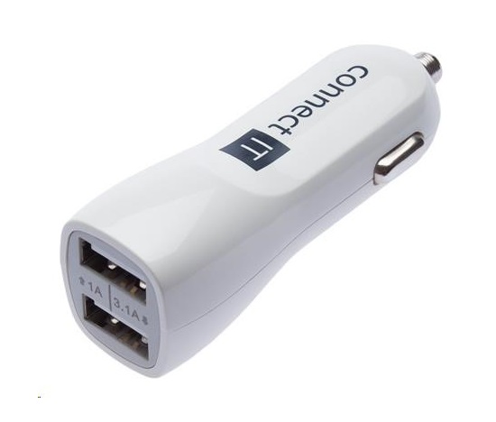 CONNECT IT USB PREMIUM nabíječka univerzální do auta (2x USB 3,1A a 1A), bílá