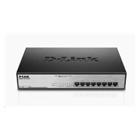 D-Link DGS-1008MP 8-portový gigabitový prepínač PoE, 8x Gigabit PoE RJ45, rozpočet PoE 140W