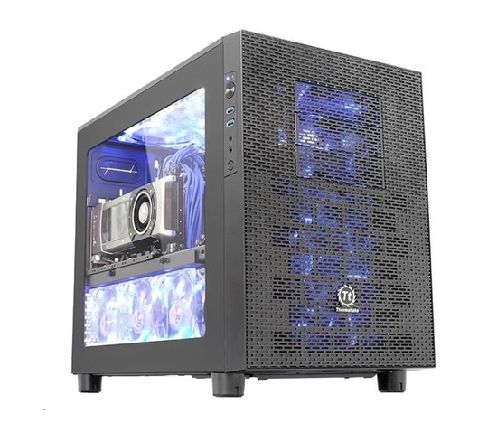 THERMALTAKE X2, mATX Cube Case, black, bez zdroje, ventilátory, prosklený bok, USB 3.0