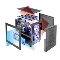 THERMALTAKE X2, mATX Cube Case, black, bez zdroje, ventilátory, prosklený bok, USB 3.0