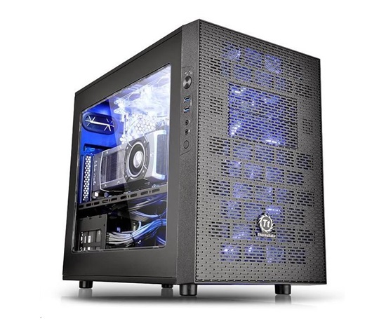 THERMALTAKE X1, mini ITX Cube Case, black, bez zdroje, ventilátory, prosklený bok, USB 3.0
