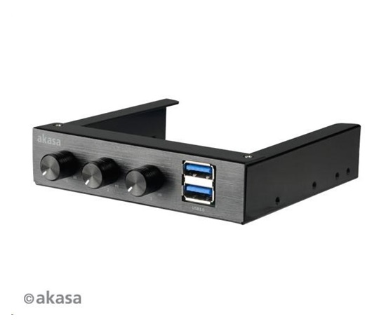 Ovládací panel AKASA do 3,5" pozície, 3x FAN, 2x USB 3.0, čierny hliník