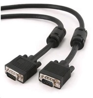 Predlžovací kábel GEMBIRD VGA 3 m, čierny (15 F/F, dvojité tienenie, feritové jadrá)