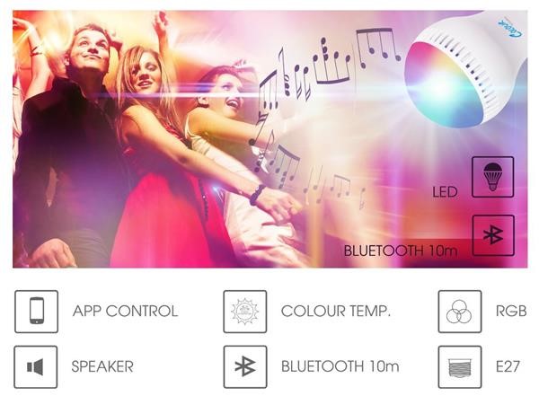  GOCLEVER COLOUR SOUND - Výjimečná kombinace Bluetooth reproduktoru a LED RGB žárovky, 2v1!