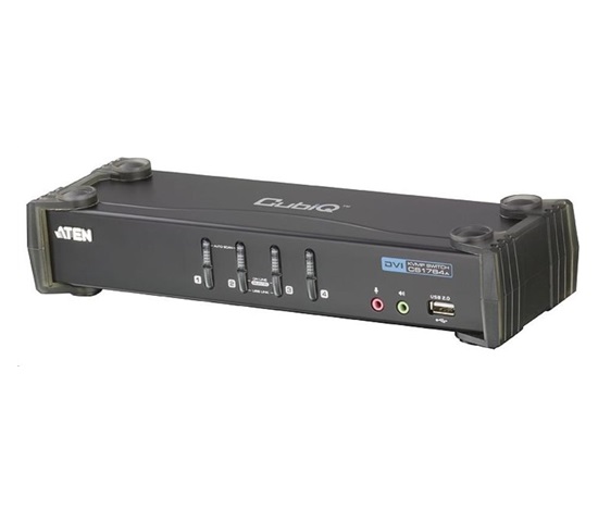 ATEN 4-portový DVI KVMP USB, 2-portový USB HUB, audio, 1.2m káble