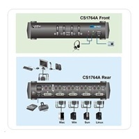 ATEN 4-portový DVI KVMP USB, 2-portový USB HUB, audio, 1.2m káble