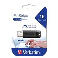 VERBATIM Flash Disk PinStripe USB 3.0, 16 GB - čierna