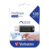 VERBATIM Flash disk 128 GB PinStripe USB 3.0, čierna
